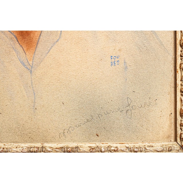 Colorful Antique French Gouache Portrait Painting of Man With Ornate Frame For Sale - Image 9 of 13