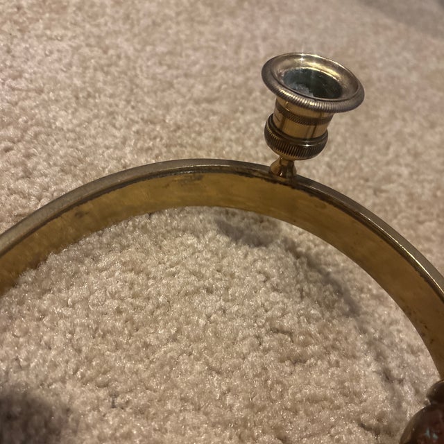 Vintage Brass Three Wall Sconces Candle Holder For Sale - Image 4 of 5