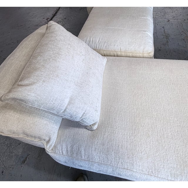 2020s Montauk "Jill" Modular Sofa in Cream Off-White Velvet With Armless Chaise and Chair For Sale - Image 5 of 18