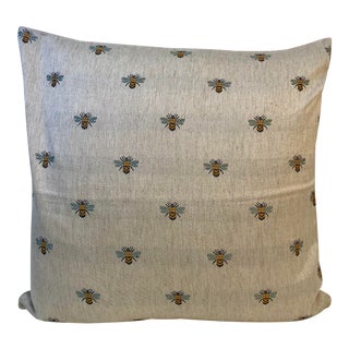Contemporary Square Pillow With a Bee Print - Made in U K For Sale