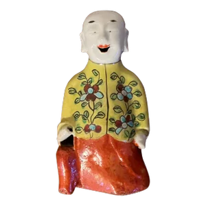 Antique 19th Century Chinese Export Porcelain Ho Ho Boy Joss Stick Figure for Incense