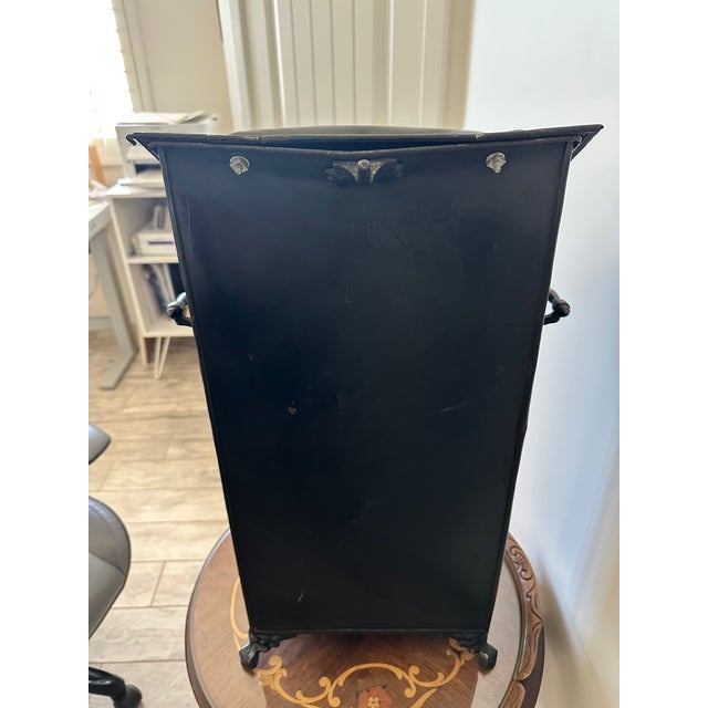 Antique Victorian Black Tin Tole Fireplace Coal Scuttle Bin For Sale - Image 9 of 10