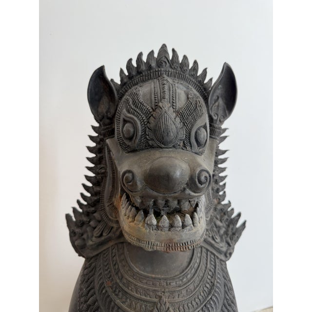 Thai Artist, Guardian Lions, 19th Century, Bronzes, Set of 2 For Sale - Image 10 of 18