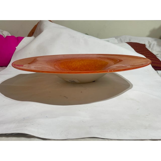 Mid Century Venetian Orange Vasa Murrhina Cased Glass Centerpiece Bowl For Sale In Atlanta - Image 6 of 7