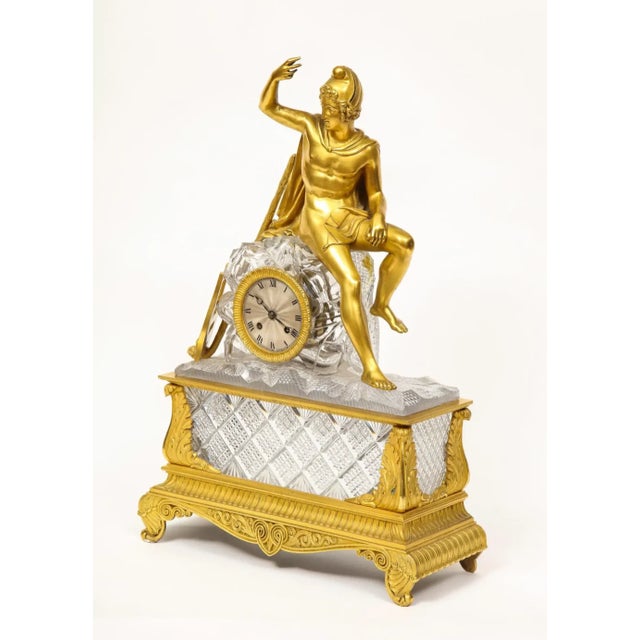 Gold An Exquisite French Empire Ormolu and Cut-Crystal Clock, C. 1815 For Sale - Image 8 of 17