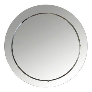 Round Mirrored Glass Wall Mirror, 1970s For Sale