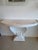 Wood Grosfeld House Seashell Shell Scalloped Pair Demi Lune Wall Console Table Marble For Sale - Image 7 of 18