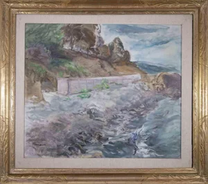 Alfonso Avanessian, Seascape, Original Oil on Canvas, 1990s, Framed