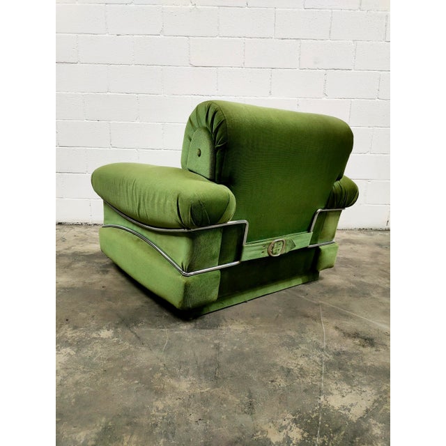 Mid-Century Modern Vintage Lounge Chair in Velvet, 1970 For Sale - Image 3 of 7