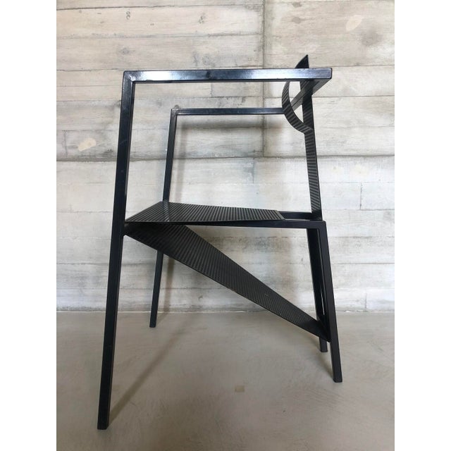 Vintage Sculptural Occasional Chair in Black Steel and Perforated Metal, 1980s For Sale - Image 11 of 12