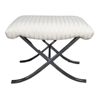 Mid Century Modern Style X-Base Chrome Stool For Sale