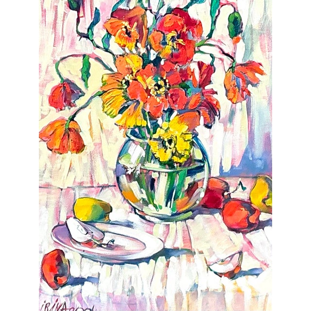 Vintage Original Oil on Canvas Floral Painting For Sale - Image 11 of 12