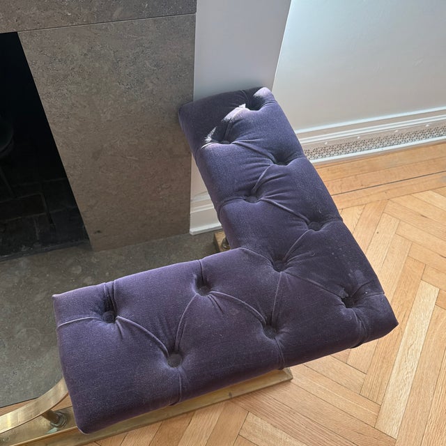 Brass Fire Fender With Purple Velvet Seating For Sale In New York - Image 6 of 6