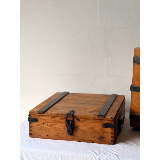 Vintage Wooden Storage Boxes, 1920s, Set of 2 For Sale - Image 13 of 15