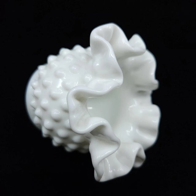 Mid-Century Modern Mid 20th Century Fenton Hobnail Ruffled Edge Double Crimped Vase For Sale - Image 3 of 7
