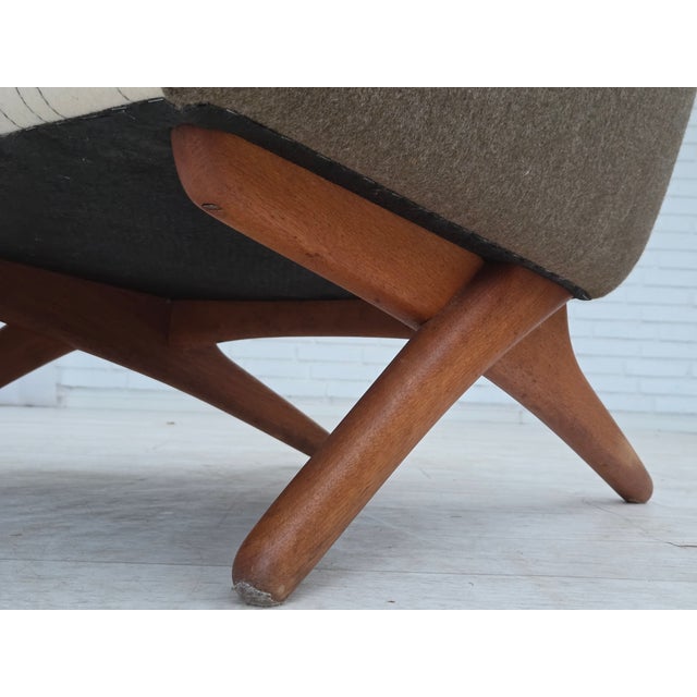 Cream Vintage Danish Chair in Wool Fabric by Illum Wikkelsø, 1960s For Sale - Image 8 of 18