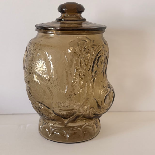 Libbey Glass Co. Vintage Libby Smoke Brown Hippopotamus Glass Jar, 1.5 Gl Cookie Jar, Big Top Circus Hippo For Sale - Image 4 of 9