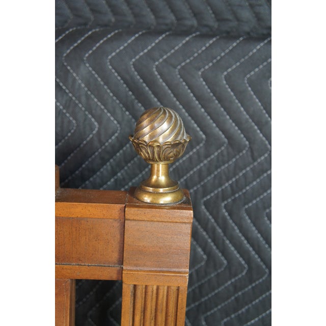 Mid Century Walnut Neoclassical Pierced Accent Twin Size Pineapple Post Bed For Sale - Image 9 of 13