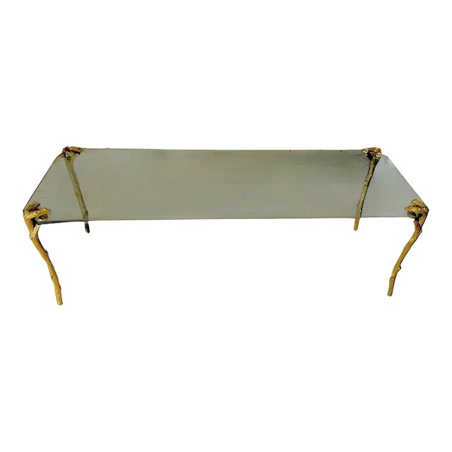 P.E.Guerin Faux Bois Gilt Bronze Cocktail Table For Sale