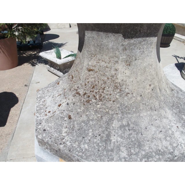 Pair of Large Italian Carved Limestone Acorn Finials on Octagonal Plinths For Sale - Image 12 of 12