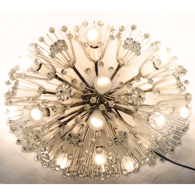 Metal Enormous Sputnik Dandelion Snowflake Flushmount by Emil Stejnar for Rupert Nikoll, 1950s For Sale - Image 7 of 12