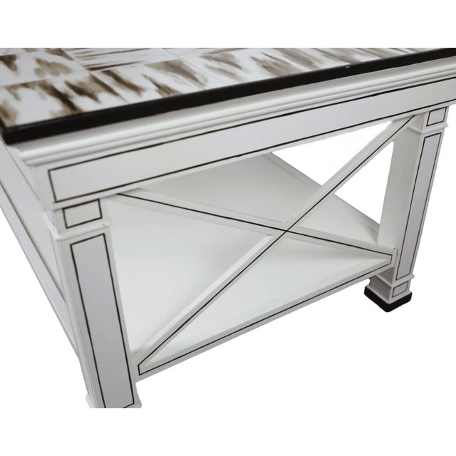 Antique White Coffee Table Decorated With Hand-Drawn Cow Horn Texture For Sale - Image 8 of 9