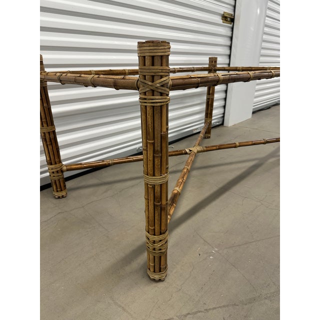 1990s Attributed to McGuire Organic Modern Rectangular Dining Table Base For Sale - Image 4 of 11