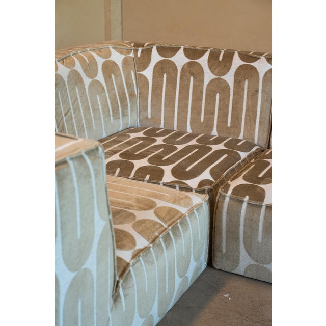 Vintage Modulair Sofa in Geometric Velvet Fabric, 1970s, Set of 7 For Sale - Image 12 of 18