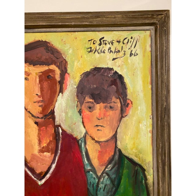 1966 Frank Kleinholz Two Boys Oil on Canvas For Sale - Image 6 of 8