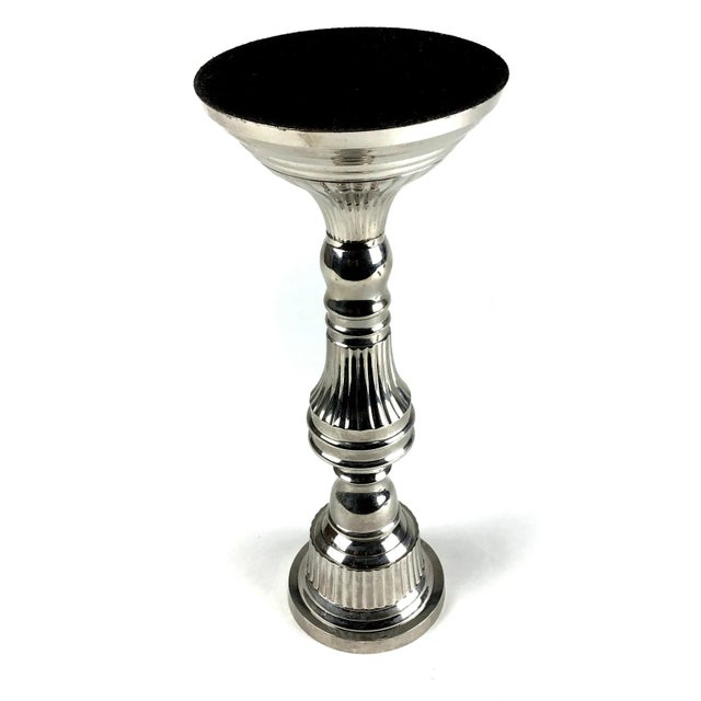 1990s Maitland Smith Silver Tone Candle Holder For Sale - Image 5 of 7