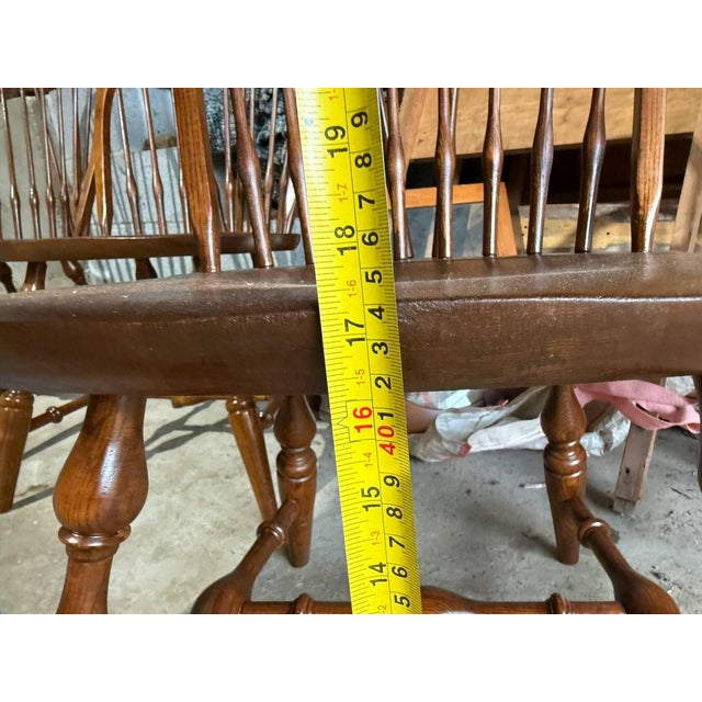 Set of 4 Nichols & Stone Brace Back Windsor Style Oak Side Chairs For Sale - Image 12 of 17