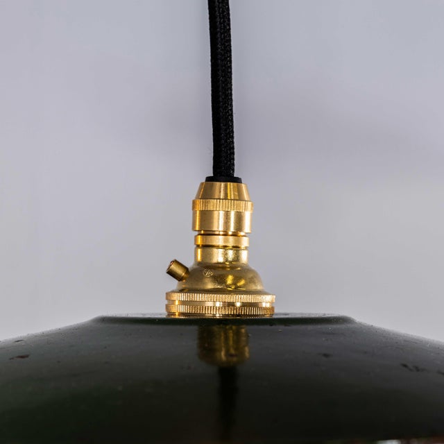 Textile French Green Café Enamel Coolie Light, 1930s For Sale - Image 7 of 10