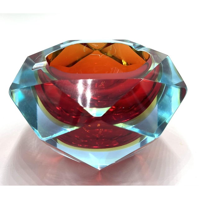 Murano Glass Sommerso Diamond-Shaped Ashtray, 1960s For Sale - Image 10 of 11