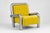 Tub armchair in wool and brushed steel by christophe perichon. Dimensions: w 110 x d 70 x h 80 cm. Materials: kvadrat wool...