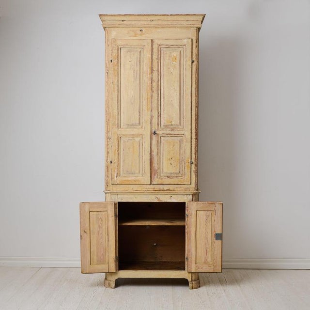 Antique Tall Narrow Pine Cabinet, Northern Sweden, 1810 For Sale - Image 4 of 13