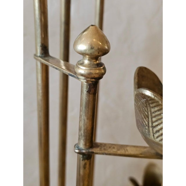 Gold Brass Flower Motif Candelabra -a Pair For Sale - Image 8 of 8