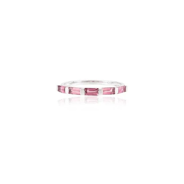 Not Yet Made - Made To Order Modern Chic Eternity Band With Baguette Cut Natural Pink Tourmaline Size 7 For Sale - Image 5 of 10