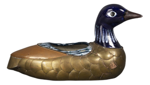 Egyptian Duck With Ceramic, Brass and Enamel Bowl, 1970s