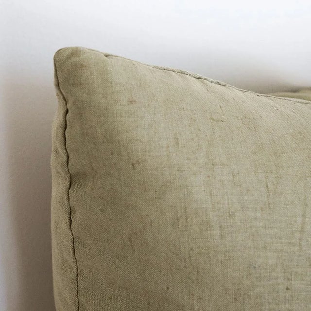 Square linen pillow with zipper closure. Measures 24" square. Made by Panoplie in Los Angeles. Includes insert.