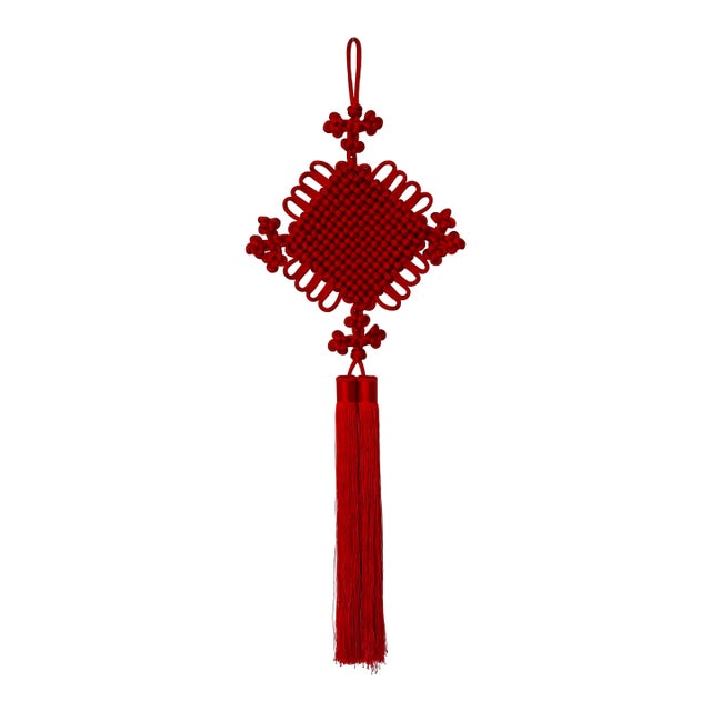 Jumbo Tassel Chinese Silk Macrame Longevity Sign With Tassels For Sale
