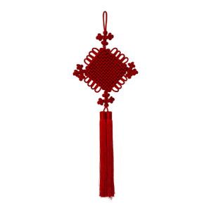 Jumbo Tassel Chinese Silk Macrame Longevity Sign With Tassels