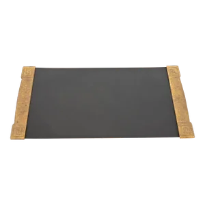 Tiffany Studios New York Greek Key Bronze Doré Blotter Ends With Leather Desk Blotter