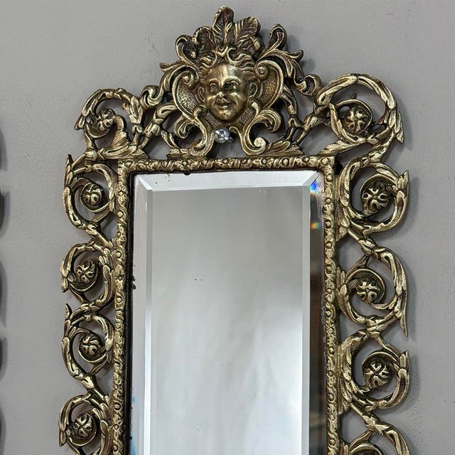 19th Century Italian Renaissance Cast Bronze Mirrored Wall Sconces - a Pair For Sale - Image 11 of 18