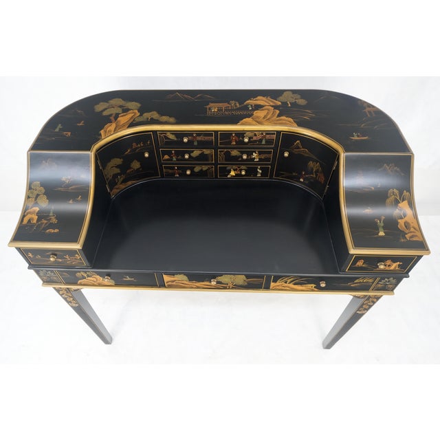 Chinoiserie Multiple Compartments Asian Writing Table Desk Rounded Bach For Sale - Image 9 of 12
