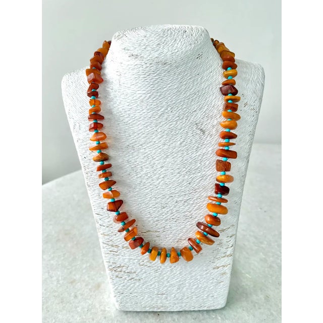 Contemporary Baltic Amber and Turquoise Beaded Necklace 22" by Matthew Izzo For Sale - Image 3 of 4