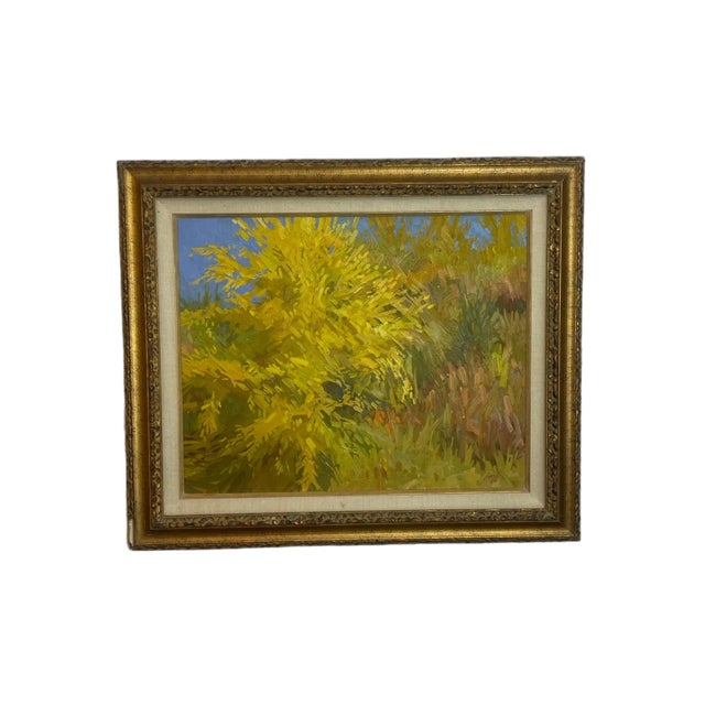 Green 1970s Walt Gonske Modern Landscape Original Oil on Canvas Painting For Sale - Image 8 of 8