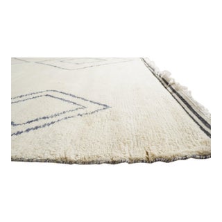 4x12 Selene Moroccan Ivory Geometric Modern Hand Knotted Wool Carpet Rug For Sale