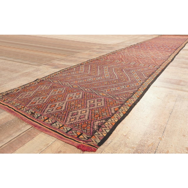 Mauve Vintage Zemmour Moroccan Kilim Rug, 03'11 X 22'09 For Sale - Image 8 of 11