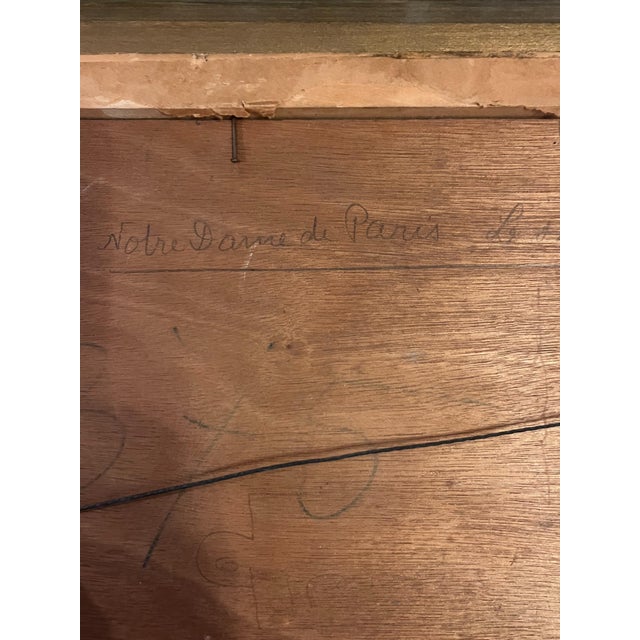 Wood Antique Parisian Oil Painting of Notre-Dame on the Seine, C. 1914 — Signed Bonello, Gilt Frame For Sale - Image 7 of 7