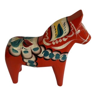 Vintage Swedish Dalla Horse Nils Olsson. Hand Painted Wooden For Sale